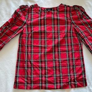J.crew red puff sleeve blouse size xxs
